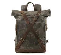 KUNYOS Mochila Enrollable Con Hebilla Cruzada De Cuero De Caballo Loco De Lona Encerada Desgastada Retro, Gran Capacidad Expandible, Repelente Al Agua, Almacenamiento De Múltiples(Dark Grey)