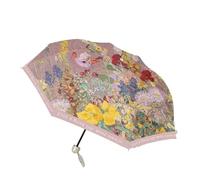 KUNYOS Oil Painting Compact Umbrella UV Resistant Rain Resistant Dual-purpose Sunshade Umbrella, Compact And Portable Sun Umbrellas(Flowers,Automatic)