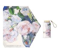 KUNYOS Painting Sun Umbrella Mini Six Fold Capsule Umbrella Black Gel Rain And Rain Dual Use Sunscreen Portable Ultra Light Folding Umbrellas(Rose under the moon)