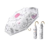 KUNYOS Paraguas Retro De Plástico De Colores Con Gancho Curvo, Sombrilla Femenina Con Protección UV, Paraguas Plegable Ultraligero Y Compacto For Días Soleados Y Lluviosos(White)