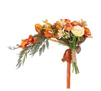KUNYOS Ramo de Novia, decoración de Boda Bohemia, Ramo de Tacto simulado, Exquisito Ramo de Gotas en Cascada, Adecuado for la decoración de Bodas y Ceremonias de Compromiso.(Orange)