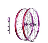 KUNYOS Rueda De Bicicleta De 26/27,5/29 Pulgadas con Freno De Disco, Cierre Rápido, Llantas De Montaña De Aluminio De Doble Pared, 32 Radios, Buje para Cassette De 7-11 Velocidades,Púrpura,29inch