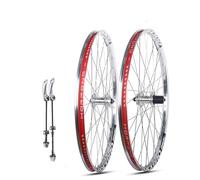 KUNYOS Rueda De Bicicleta De 26/27,5/29 Pulgadas con Freno De Disco, Cierre Rápido, Llantas De Montaña De Aluminio De Doble Pared, 32 Radios, Buje para Cassette De 7-11 Velocidades,Plata,26inch