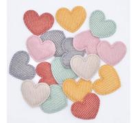 KUOCA 50 unids/lote de 35 x 30 mm acolchado con purpurina de tela de corazón apliques para bricolaje sombrero ropa polainas suministros de costura sombreros decoración parches
