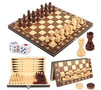 KUOFANY 3 en 1 Ajedrez Magnetico de Madera, Ajedrez Plegable, Tablero de Magnetic Chess Game para Viaje Fiesta Regalos(29 * 29cm)