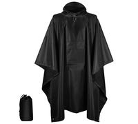 KUOGAS Chubasquero poncho para hombre y mujer, reutilizable, impermeable, chubasquero, unisex, para camping, senderismo, viajes, ciclismo, pesca, Negro , L