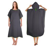 KUOGAS DE/NL/SE/PL Poncho de Toalla, 100 x 75 cm, Microfibra Surf, Poncho de Ducha de Secado rápido, Ayuda Larga para Cambiar pañales (Gris Oscuro, M)