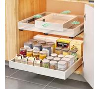 KUOGAS Pack de 2 Cajones Extraíbles para Cocina, Cajón Deslizante Ajustable en 4 Niveles, Organizador de Armario de Cocina y Cajón, sin perforación ni clavos (blanco (2 Unidades))