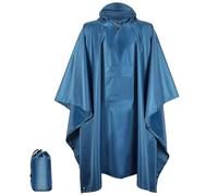 KUOGAS Poncho de lluvia para hombre y mujer, reutilizable 3 en 1, poncho impermeable, chubasquero, unisex, para camping, senderismo, azul, L