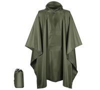 KUOGAS Poncho de lluvia para hombre y mujer, reutilizable 3 en 1, poncho impermeable, chubasquero, unisex, para camping, senderismo, verde, L