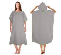 KUOGAS Poncho De Toalla, 117x88cm De Microfibra De Surf, Poncho De Ducha De Secado RáPido, Ayuda Larga para Cambiar PañAles con Capucha, Adecuado para Playa, Surf (Gris Claro, L)