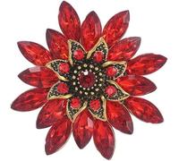 KUOHU Broche, Broche, de Flores con Diamantes imitación Cristal, alfileres, Accesorios Vestir Moda, joyería for Mujeres(Red)