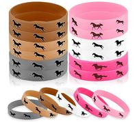 KUONTD Paquete de 12 Pulseras de Silicona de Caballo, Suministros de Fiesta de Caballos, Pulseras de Silicona Motivacionales para Regalos de Fiesta, para Niñas y Niños