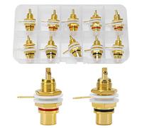 KUOQIY 10 Piezas Enchufe de RCA Hembra Jack de Cobre, Chapado en Oro RCA Montaje en Panel Hembra Jack, para Montaje (5 Negros + 5 Rojos)