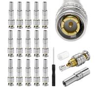 KUOQIY 15 Piezas BNC Conectore Coaxiale Macho, RG59 RG6 Coaxiale Adaptador Terminal de Cierre por Tornillo, Sin Soldadura BNC Enchufe Q9 a RG59 Cable, para Cámara CCTV, con Destornillador