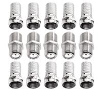 KUOQIY 15 Piezas Set de Conectores F, Conectores RG6 y Acoplador Tipo F, Conector de Cable de Satélite, para Televisión Vía Satélite, Sky Virgin NTL, Plata