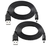 KUOQIY 2 Piezas 1m 22AWG Cable USB a DC 5V, USB a 3.5x1.35 mm DC 5V Enchufe de Alimentación Barril Cable de Carga, para Tiras de Luz LED, Lámparas de Escritorio Pequeñas, Ventiladores Pequeños, Negro