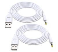 KUOQIY 2 Piezas 1m 22AWG Cable USB a DC 5V, USB a 4.0x1.7 mm DC 5V Enchufe de Alimentación Barril Cable de Carga, para Tiras de Luz LED, Lámparas de Escritorio Pequeñas, Ventiladores Pequeños, Blanco