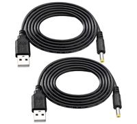 KUOQIY 2 Piezas 1m 22AWG Cable USB a DC 5V, USB a 4.0x1.7 mm DC 5V Enchufe de Alimentación Barril Cable de Carga, para Tiras de Luz LED, Lámparas de Escritorio Pequeñas, Ventiladores Pequeños, Negro