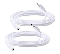 KUOQIY 2 Piezas 2m 22 AWG 3.5x1.35 mm 24V 12V DC Cable de Extensión de Alimentación, Cable Alargador Adaptador Enchufar Jack DC Macho a Hembra, para Tiras de Luz LED, Vigilancia de Cámara, Blanco