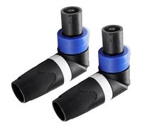 KUOQIY 2 Piezas 4 Polos Ángulo Recto Speakon Macho Conector, Altavoz de Audio Twist Lock, Enchufe de Speakon Adaptador de Cable con Destornillador, Compatible con NL4MP, NL4FC, NL4FX, NLT4X