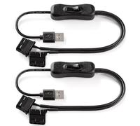 KUOQIY 2 Piezas 40cm Cables Adaptadores de Alimentación USB a Dual 4 Pines Molex PWM 5 V con Interruptor, USB a 4 Pines Molex Cable Conector Adaptador de Ventilador con Interruptor Encendido/Apagado