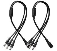 KUOQIY 2 Piezas 5.5x2.1 mm 5-24 V 1 Hembra a 3 Macho Cable Divisor de Alimentación de DC, Splitter Cable de Alimentación de DC de 3 Vías, Cable Divisor de Cámara, para Cámara CCTV, Tira LED