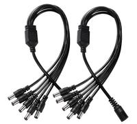 KUOQIY 2 Piezas 5.5x2.1 mm 5-24 V 1 Hembra a 5 Macho Cable Divisor de Alimentación de DC, Splitter Cable de Alimentación de DC de 5 Vías, Cable Divisor de Cámara, para Cámara CCTV, Tira LED