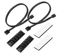KUOQIY 2 Piezas 5 Way Ventilador Hub Splitter, PWM Fan Hub Ventilador Hub Splitter Cable, PC CPU Enfriamiento 4 PIN 3 PIN Ventilador Cable de Alimentación, para Ventilador CPU 3pin/4pin, Enchufable