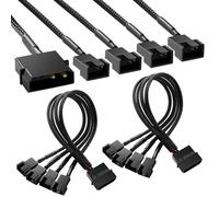 KUOQIY 2 Piezas Cable Adaptador de Molex a Ventiladores, Cable Adaptador de Alimentación para Ventilador de Refrigeración de 4 Pines Molex a 4 x 3 Pines / 4 Pines PMW 12 V
