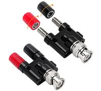 KUOQIY 2 Piezas Enchufe Macho BNC a 2X 4 mm Doble Banana Hembra Adaptador Poste de Encuadernación Acoplador, RF Coaxial Splitter Conector Jack, Adaptador BNC Banana para Osciloscopio