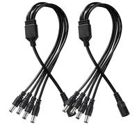KUOQIY 2 unidades 5,5 x 2,1 mm 5-24 V 1 hembra a 4 conectores DC Power Splitter Cables 4 Vías DC Divisor Cable Divisor de Cámara para Cámaras CCTV, Tira de luces LED, Router