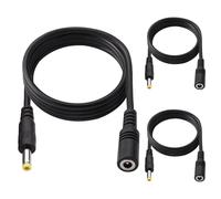KUOQIY 3 Piezas 0.5m 22 AWG 4.0x1.7 mm 24V 12V DC Cable de Extensión de Alimentación, Cable Alargador Adaptador Enchufar Jack DC Macho a Hembra, para Tiras de Luz LED, VRouters, Negro