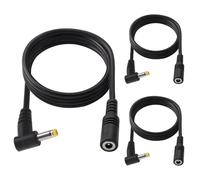 KUOQIY 3 Piezas 0.5m 22 AWG 4.0x1.7 mm 24V 12V DC Cable de Extensión de Alimentación, Cable Alargador Adaptador Enchufar Jack DC Ángulo recto Macho a Hembra, para Tiras de Luz LED, VRouters, Negro