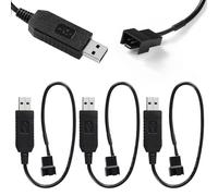 KUOQIY 3 Piezas 32cm Full Speed 12V Voltage Step-Up USB a 3 Pines/4 Pines Cable Conector Adaptador de Ventilador, Cables de Ventilador USB a 3 Pines/4 Pines