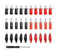 KUOQIY 30 Piezas 4mm Banana Conector Plug Socket Kit, Binding Post Terminal + 4mm Chapado Nickel Banana Enchufe + Pinzas de Cocodrilo, con Destornillador, para Altavoz, Audio/Video Receptor
