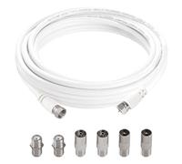 KUOQIY 3m 75 Ohm Cable Coaxial RG6, F Macho a F Macho Alta Velocidad Cable Antena TV RG6, con 6 Piezas Acopladores de Extensión, para Caja de Cables, TV, Satélite, Enrutador Digital