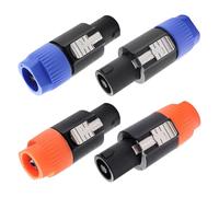 KUOQIY 4 Piezas 4 Polos Speakon Macho Conector, Enchufe de Altavoz de Audio Twist Lock, Speakon Conector Adaptador de Cable, con Destornillador, Compatible con NL4MP, NL4FC, NL4FX, NLT4X, Azul/Naranja