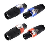 KUOQIY 4 Piezas 4 Polos Speakon Macho Conector, Enchufe de Speakon Conector Adaptador de Cable, Altavoz de Audio Twist Lock con Destornillador, Compatible con NL4MP, NL4FC, NL4FX, NLT4X, Azul/Naranja