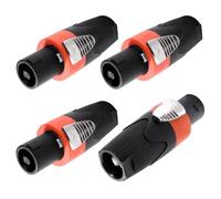 KUOQIY 4 Piezas 4 Polos Speakon Macho Conector, Speakon Conector Adaptador de Cable, Enchufe de Altavoz de Audio Twist Lock, con Destornillador, Compatible con NL4MP, NL4FC, NL4FX, NLT4X, Naranja