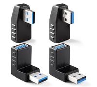 KUOQIY 4 Piezas Adaptador USB 3.0 en Ángulo de 90 Grados, Adaptador USB 3.0 de 90 Grados Macho a Hembra Combinado, Adaptador USB Derecho/Izquierdo/Arriba/Abajo en Ángulo