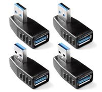 KUOQIY 4 Piezas Adaptador USB 3.0 en Ángulo de 90 Grados, Adaptador USB 3.0 de 90 Grados Macho a Hembra Combinado Ángulo Izquierdo y Derecho, Adaptador de Ángulo USB 3.0