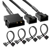 KUOQIY 4 Piezas Cable Adaptador de Molex a Ventiladores, Cable Adaptador de Alimentación para Ventilador de Refrigeración de 4 Pines Molex a 2 x 3 Pines / 4 Pines PMW 12 V