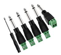 KUOQIY 5 Piezas 6.35mm TRS Macho Enchufe a Tornillo Terminal, 6.35mm Terminal Sin Soldadura para Audio, Conector 6,35 mm Mono Macho a Terminal de 2 Polos para Altavoz Micrófono