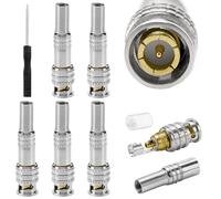 KUOQIY 5 Piezas BNC Conectore Coaxiale Macho, RG59 RG6 Coaxiale Adaptador Terminal de Cierre por Tornillo, Sin Soldadura BNC Enchufe Q9 a RG59 Cable Coaxial, para Cámara CCTV, con Destornillador