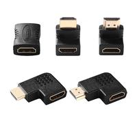 KUOQIY 5 Piezas HDMI Anguloso de HDMI Adaptador, 90 Grados y 270 Grados de Ángulo Recto, 90 Grados Ángulo Izquierdo y Derecho Adaptador HDMI Plano Vertica, Conectores HDMI Hembra a Hembra