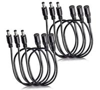 KUOQIY 6 Piezas 0.5mm 5.5x2.1 mm 24V 12V Prolongador Alimentacion DC, Cable de Extensión de Alimentación Macho Hembra 22AWG, para Cámara de Seguridad CCTV, Negro