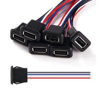 KUOQIY 6 Piezas 3A 4 Pines USB Hembra, Conector USB Hembra de 4 Hilos con Hebilla de Ranura a Presión, 4P Conector de Puerto de Carga Interfaz de Datos con 100mm 22 AWG Cable
