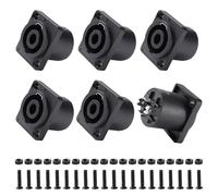 KUOQIY 6 Piezas 4 Polos Speakon Conector Enchufe Montaje en Panel, Speakon Adaptador de Bloqueo Giratorio de Gato, con Tornillos, Compatible con NL4MP, NL4MPR, NL4FC, NL4FX, NLT4X, Cuadrado