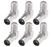 KUOQIY 6 Piezas Adaptador 90 Grados de Tipo F Hembra a Macho RF Coaxial, 9.5 TV Macho a Conector de F Hembra Convertidor, Adaptador de Antena Coaxial TV a F Enchufe Ángulo Recto, Niquelado
